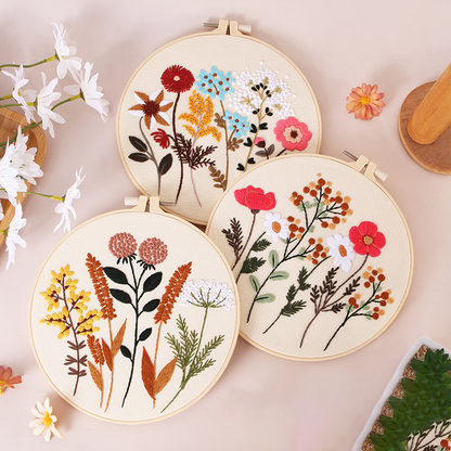 Embroidery Hoop Flowers In Bloom Gift Kit for Beginner
