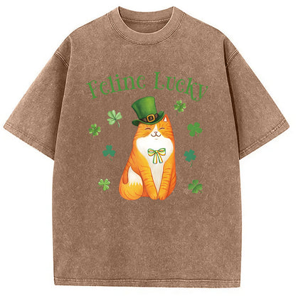 Lucky Irish Cat Washed T-Shirt