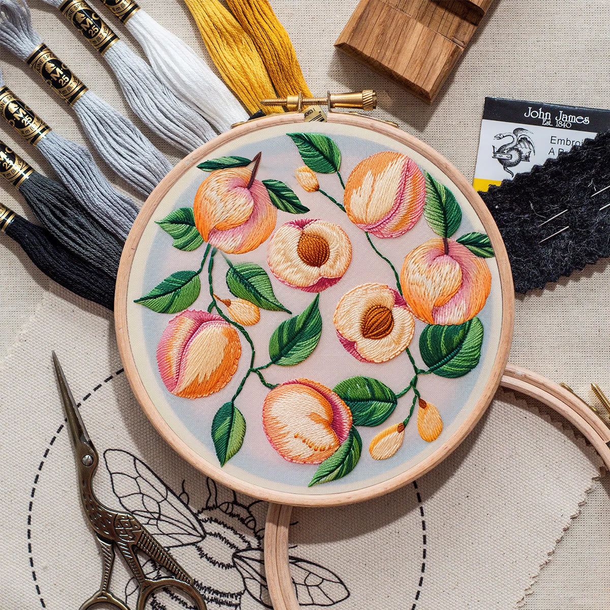 Rubbyoo Embroidery Kit-  Peach Petals
