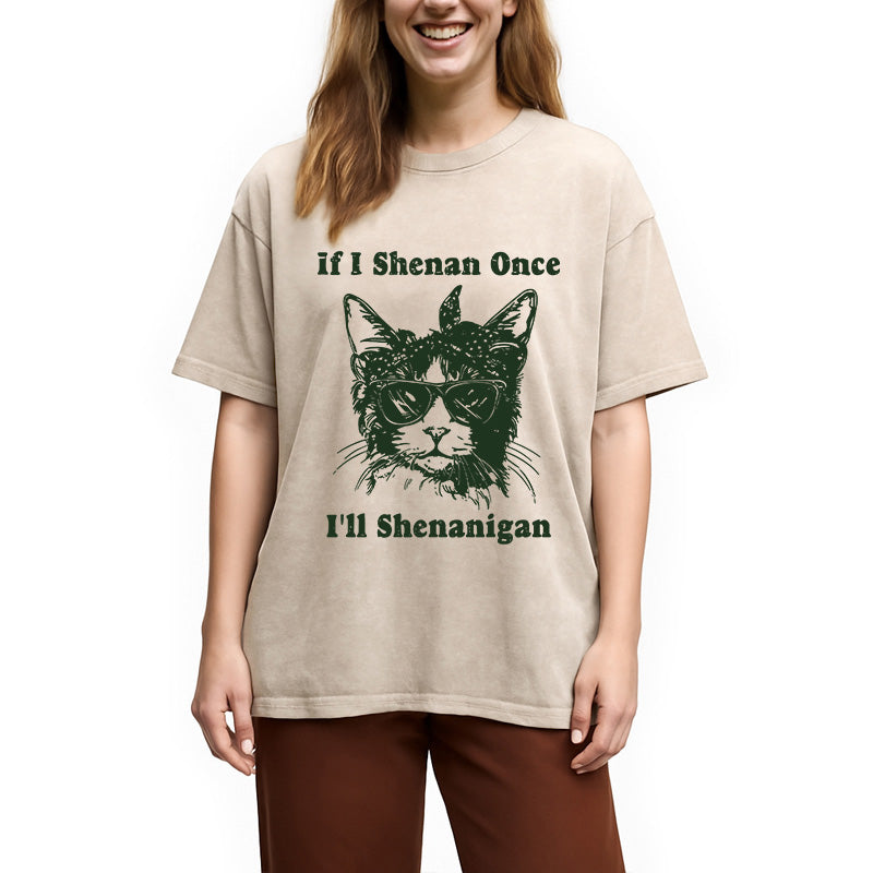 St. Patrick's Day Elegant Cat Washed T-Shirt