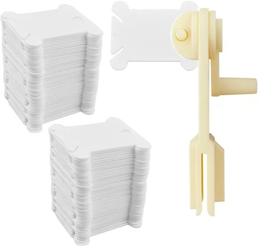 120 Pcs Plastic Floss Bobbins with 1 Pcs Bobbin Winder – The Ultimate Organizer for Embroidery, Cross Stitch And Sewing Threads