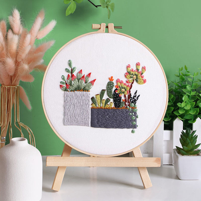 Succulent Serenity Embroidery Kit: Bring Nature’s Charm into Your Home