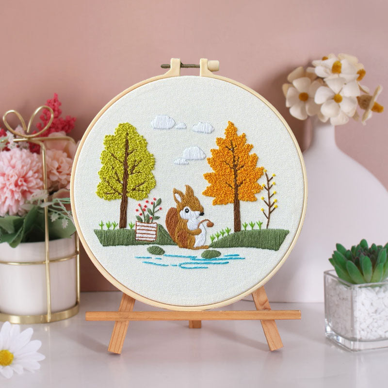 Woodland Critters And Autumn Embroidery Kit