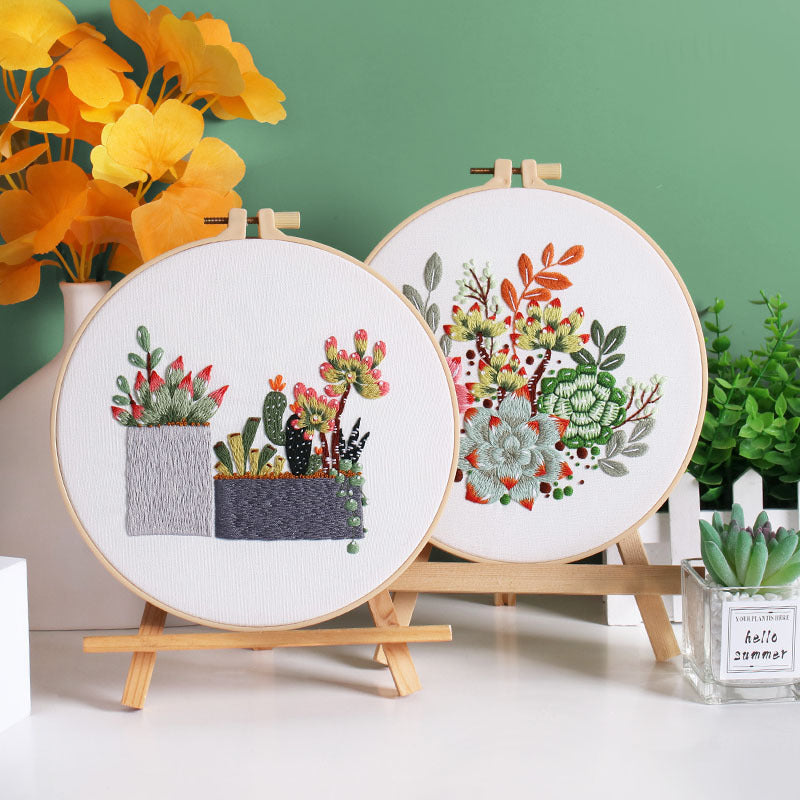 Succulent Serenity Embroidery Kit: Bring Nature’s Charm into Your Home