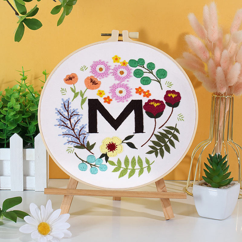 HOME & LOVE Floral Monogram Embroidery Kit