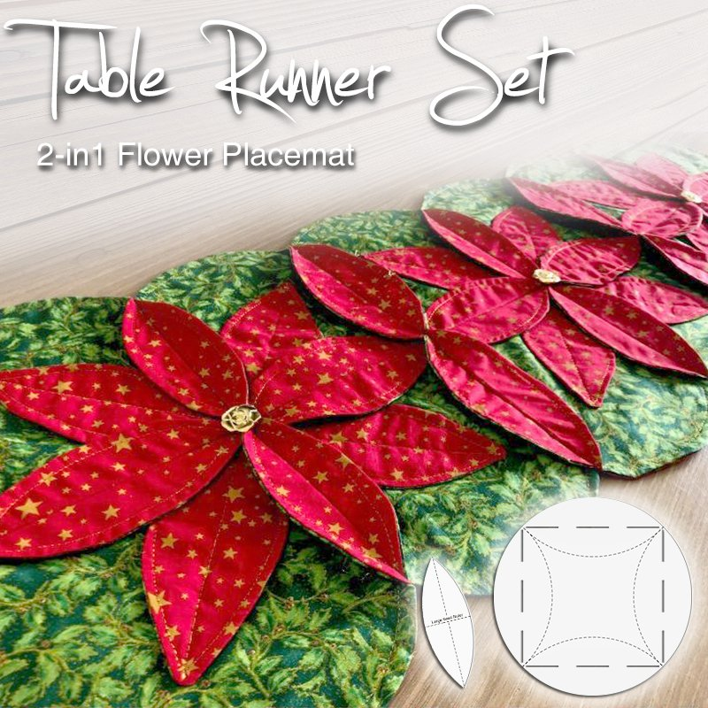 Composite Quilted Flower Placemat 2PCS SET- With Instructions