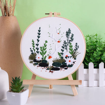 UrCustomHUB “Garden Beneath the Water” Embroidery Kit: Where Fish, Ferns, and Flowers Come Alive