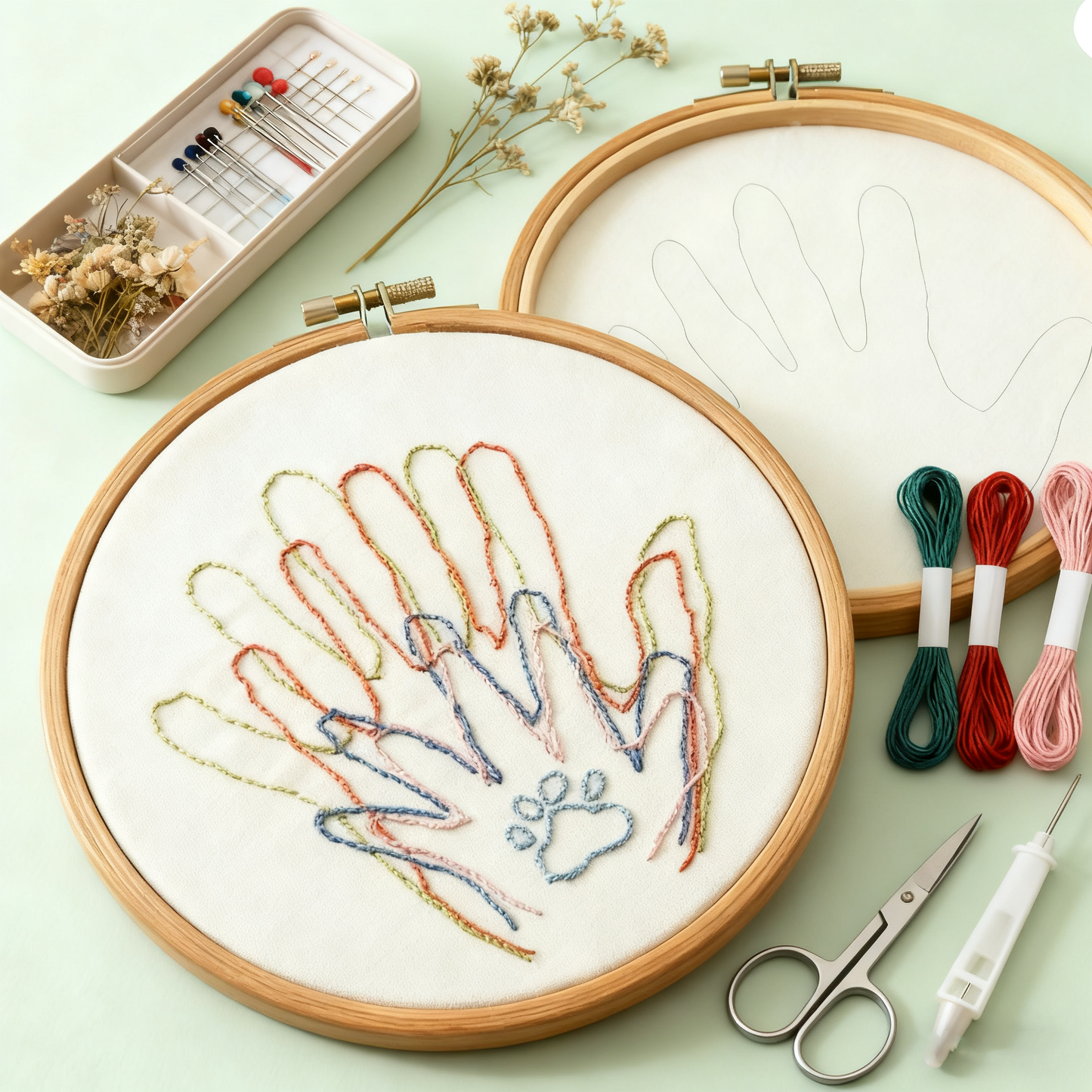 Stick & Stitch Water - Paws & Hands: A Stitched Bond
