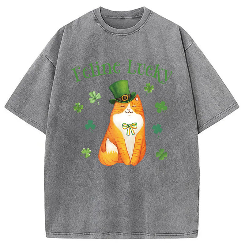 Lucky Irish Cat Washed T-Shirt