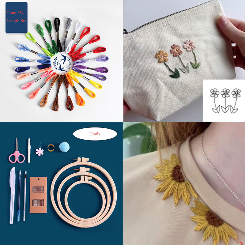 DIY Water-Soluble Printed Fly Set Embroidery