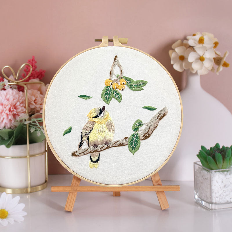 Feathered Friends And Floral Lover Embroidery Kit