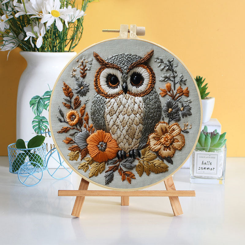 Forest Owl & Floral - Themed DIY Embroidery Kits