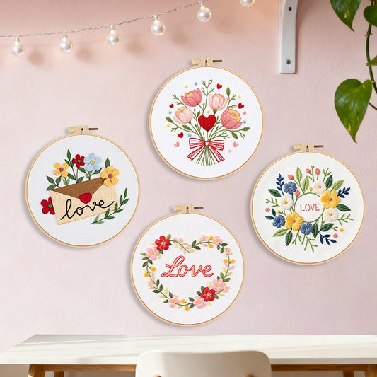 Love And Floral Bouquet - Themed DIY Embroidery Kits