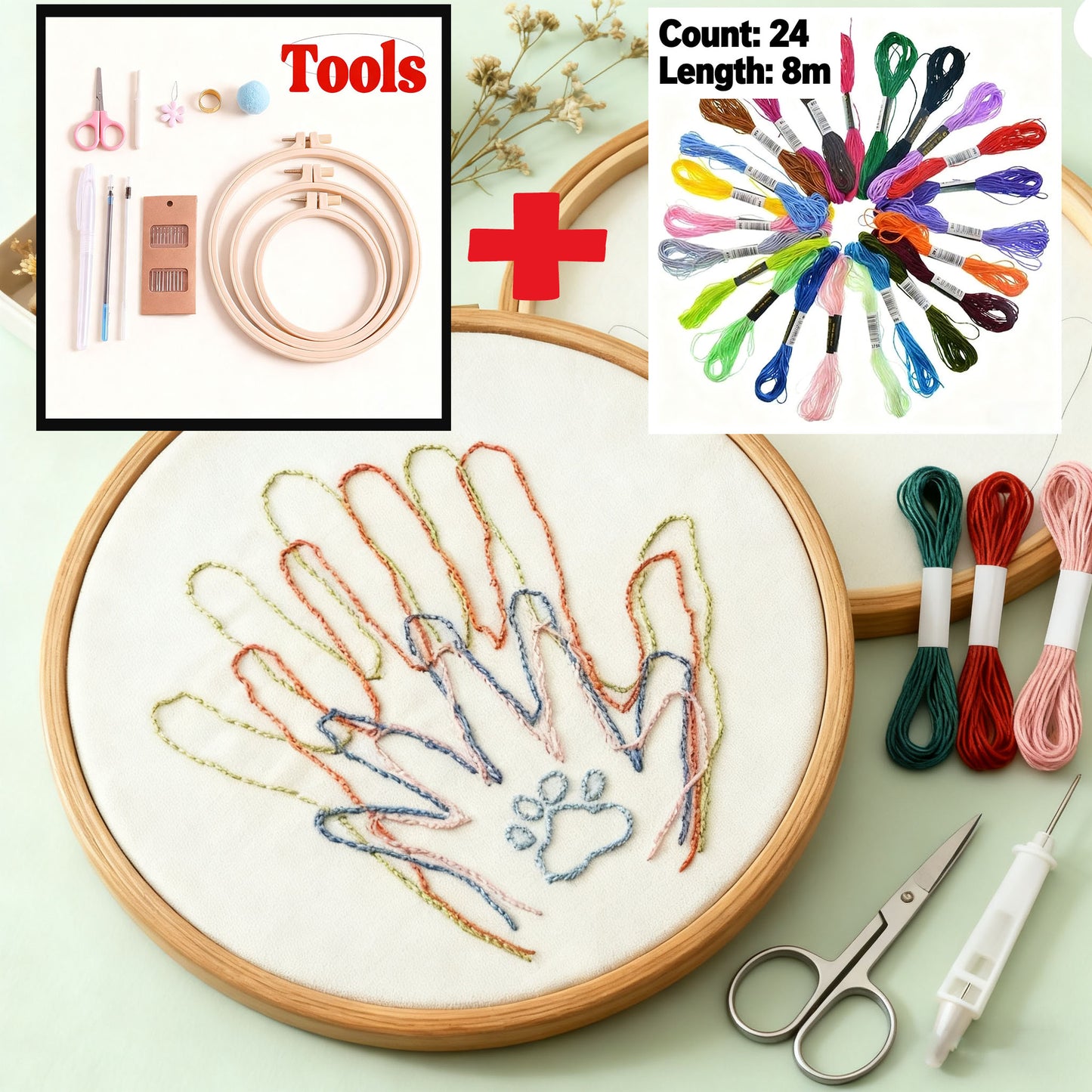 Stick & Stitch Water - Paws & Hands: A Stitched Bond