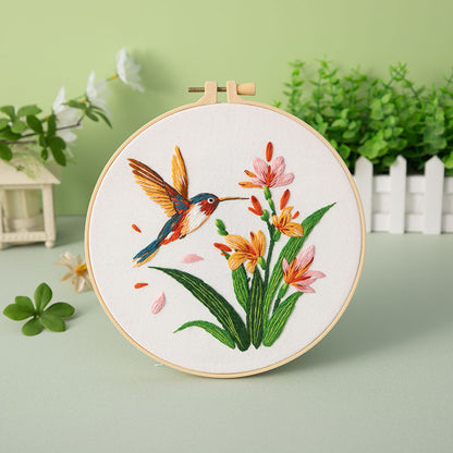 UrCustomHUB Hummingbird Garden Embroidery Kit: Let Every Stitch Catch A Flutter