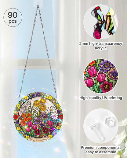 Acrylic Jigsaw Puzzle Suncatcher - Spring Blossoms