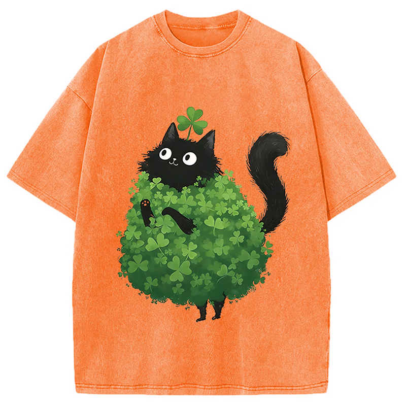 St. Patrick's Day Decorated Cat Washed T-Shirt
