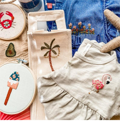 DIY Water-Soluble Printed Animals Set Embroidery