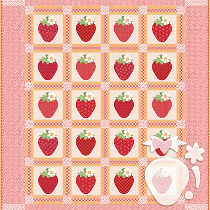 Vintage Strawberries Quilt Template - With Instruction