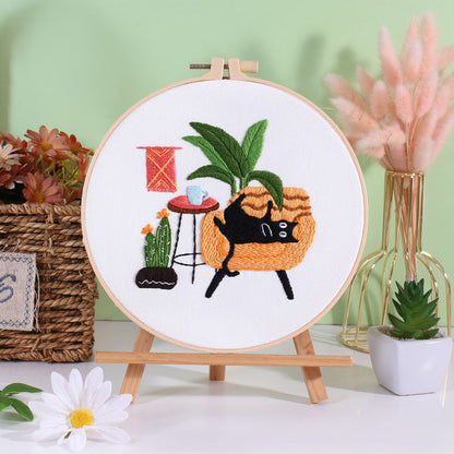 Holiday Cats 2 Embroidery Kits for Beginner