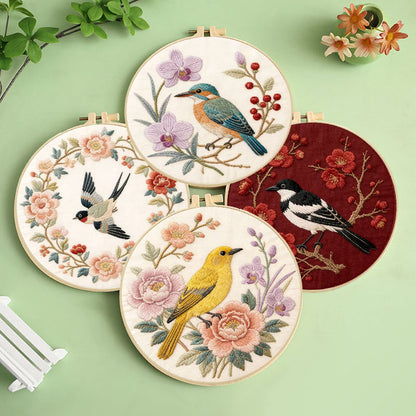 Oriental Bird And Bloom Embroidery Kit