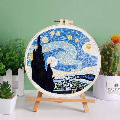 Starry Night Embroidery Kit: Craft Your Masterpiece Inspired by Van Gogh