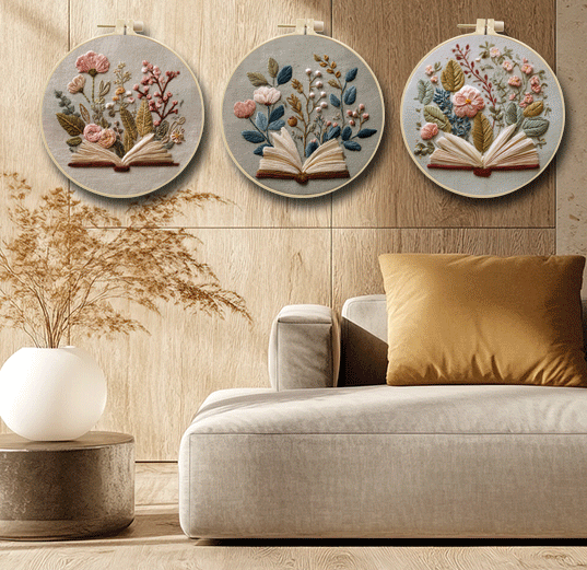 Book And Bloom Embroidery Kit