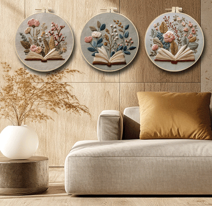 Book And Bloom Embroidery Kit