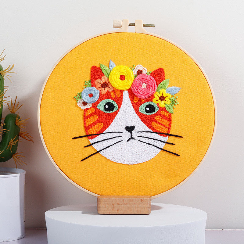 Floral Cat - Themed DIY Embroidery Kits