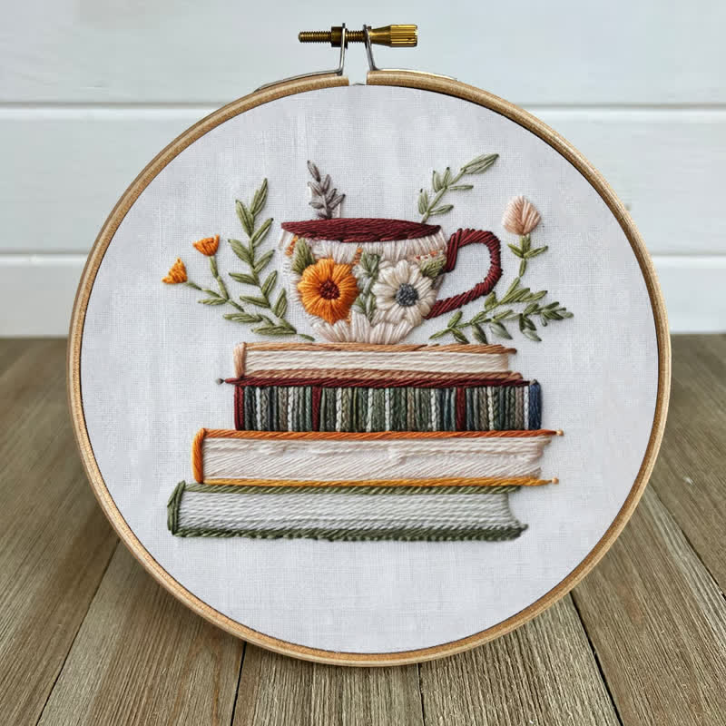 Rubbyoo Embroidery Kit - Books and Flowers