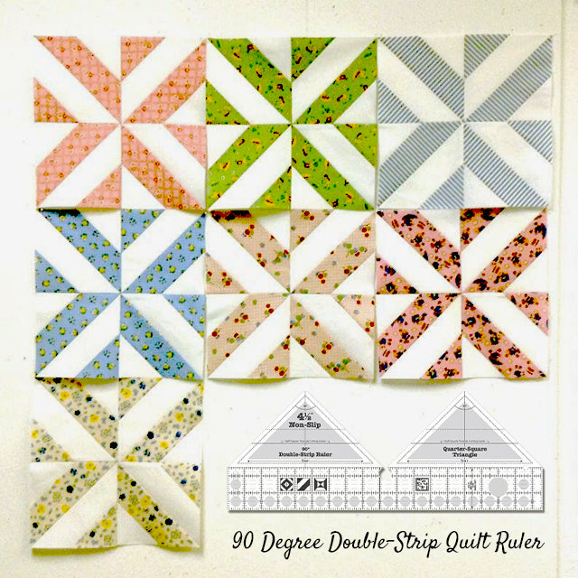 90° Degree Double-Strip Quilt Ruler - With Instructions