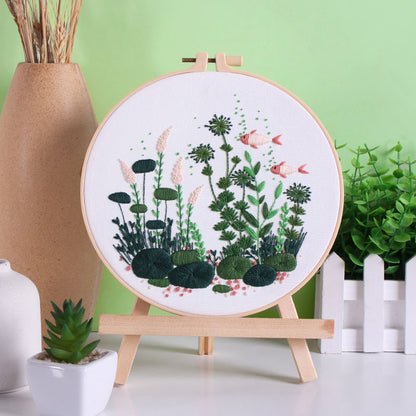 UrCustomHUB “Garden Beneath the Water” Embroidery Kit: Where Fish, Ferns, and Flowers Come Alive