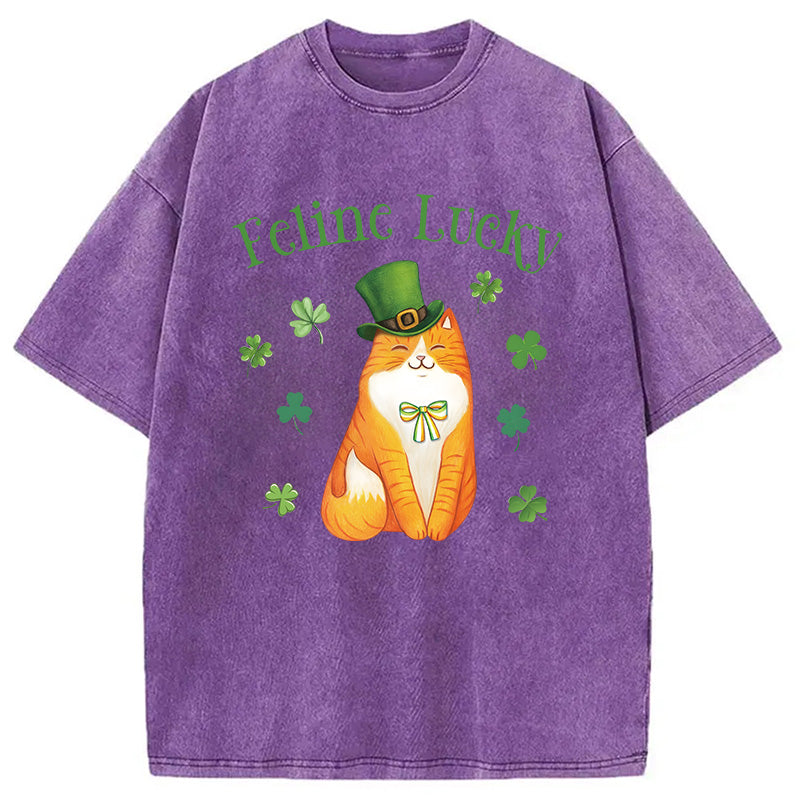 Lucky Irish Cat Washed T-Shirt