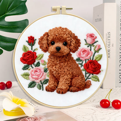 Poodle And Rose Embroidery Kit