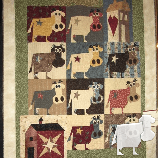 DIY Aggravating Cows Quilt Template Set-With Instructions