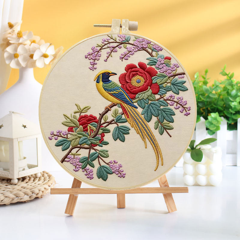 Peony And Bird Embroidery Kit
