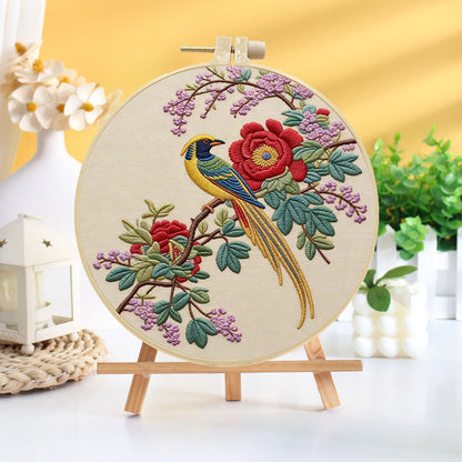 Peony And Bird Embroidery Kit