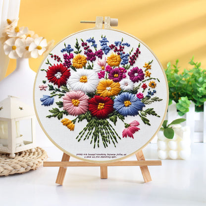 Rainbow Wildflower Bouquet Embroidery Kit