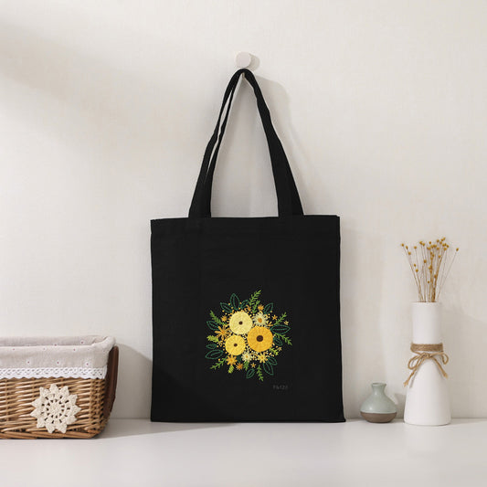 Golden Bloom Embroidered Tote: Embroider Your Unique Style