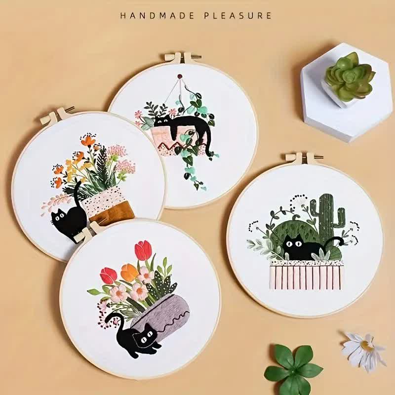 Rubbyoo Embroidery Kit - Cute Black Cat