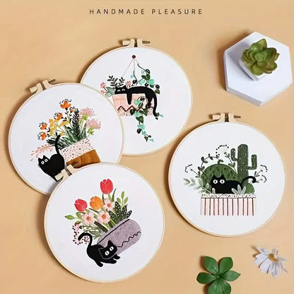 Rubbyoo Embroidery Kit - Cute Black Cat