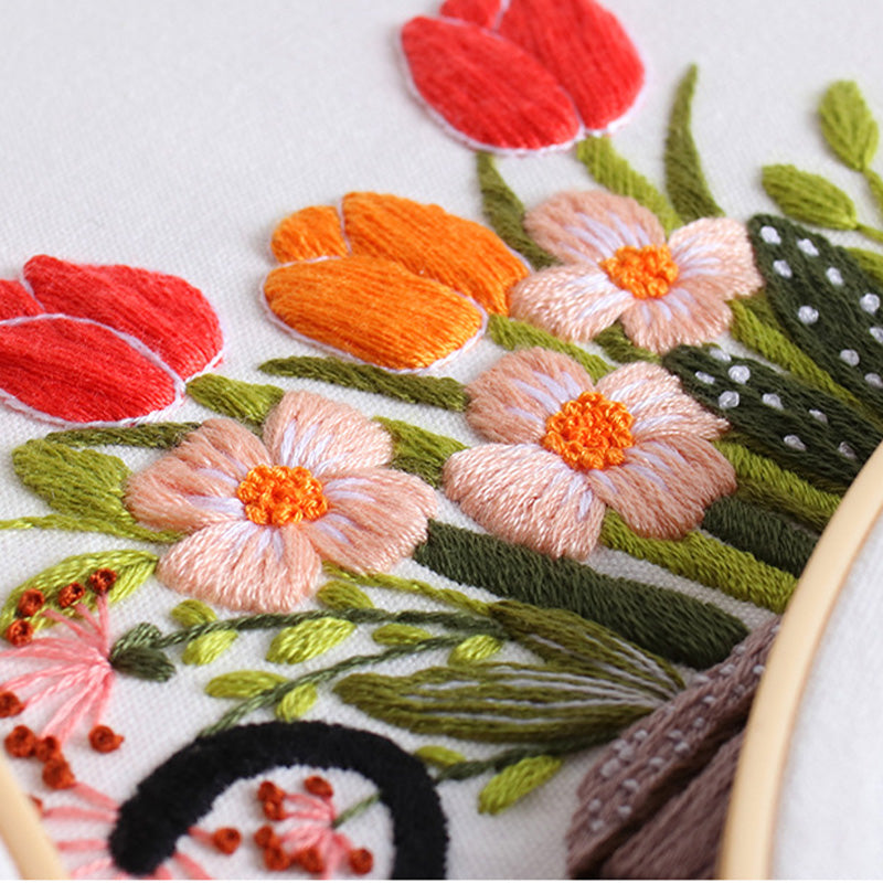 Holiday Cats Embroidery Kit for Beginners
