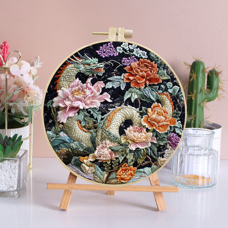 Dragon And Peony Embroidery Kit
