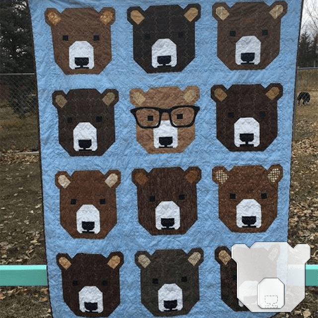 Cute Bear Quilt Template Set-With Instructions