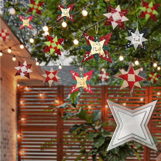 New Christmas Patchwork Star Template Set With Free Nativity Buttons
