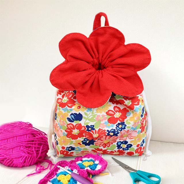 Flower Drawstring Storage Bag Template