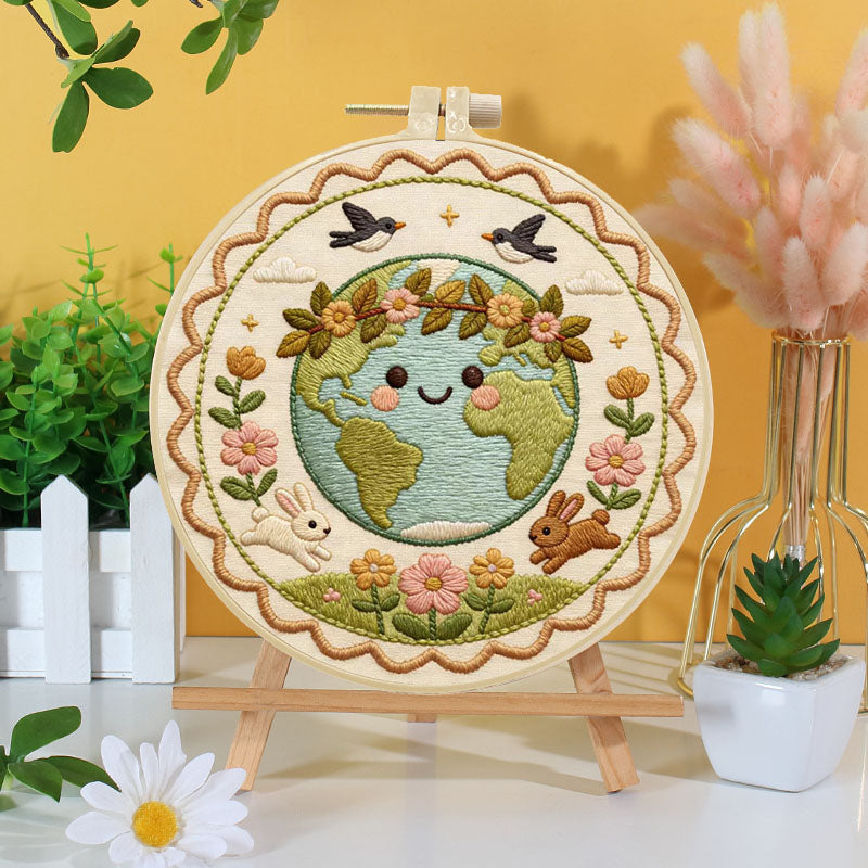 Happy Earth Embroidery Kit