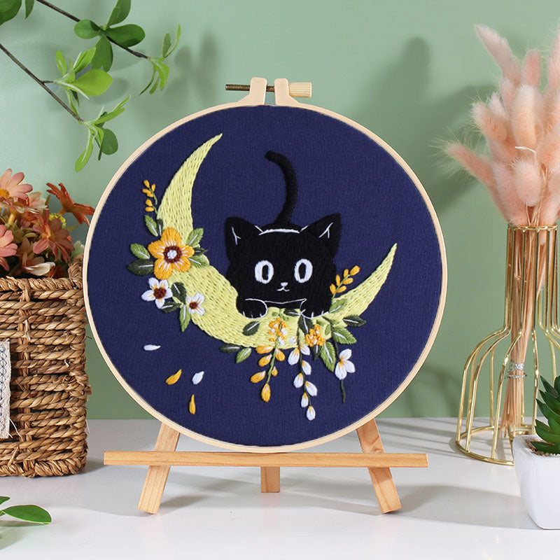 Holiday Black Cats Embroidery Kit