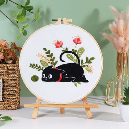 Holiday Black Cats Embroidery Kit
