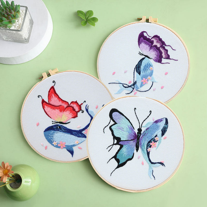 Whale And Butterfly Embroidery Kit